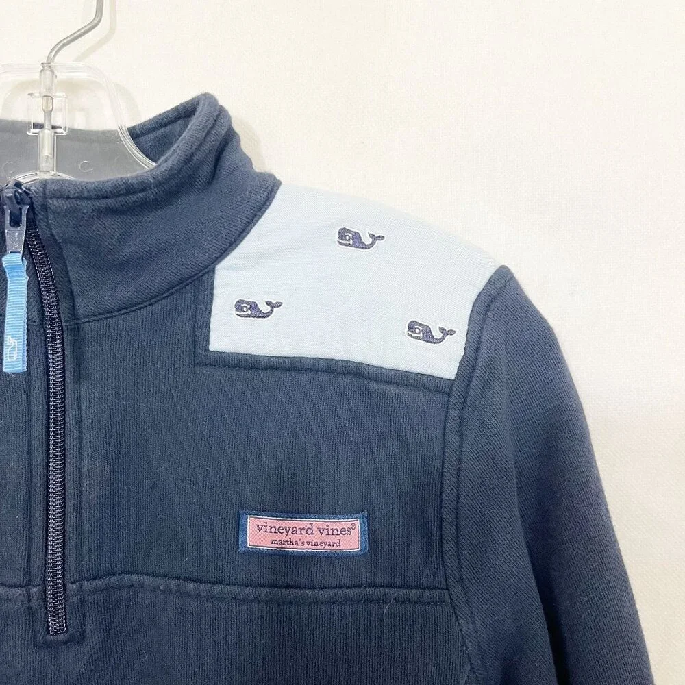 Vineyard Vines Women's Shep Shirt Navy Blue Whale Logo Quarter Zip Size XS‎